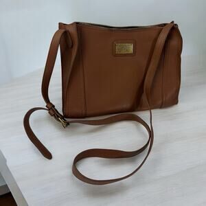 FRYE and Co. Soft Pebbled Vegan Faux Leather Crossbody Bag Brown Shoulder Purse